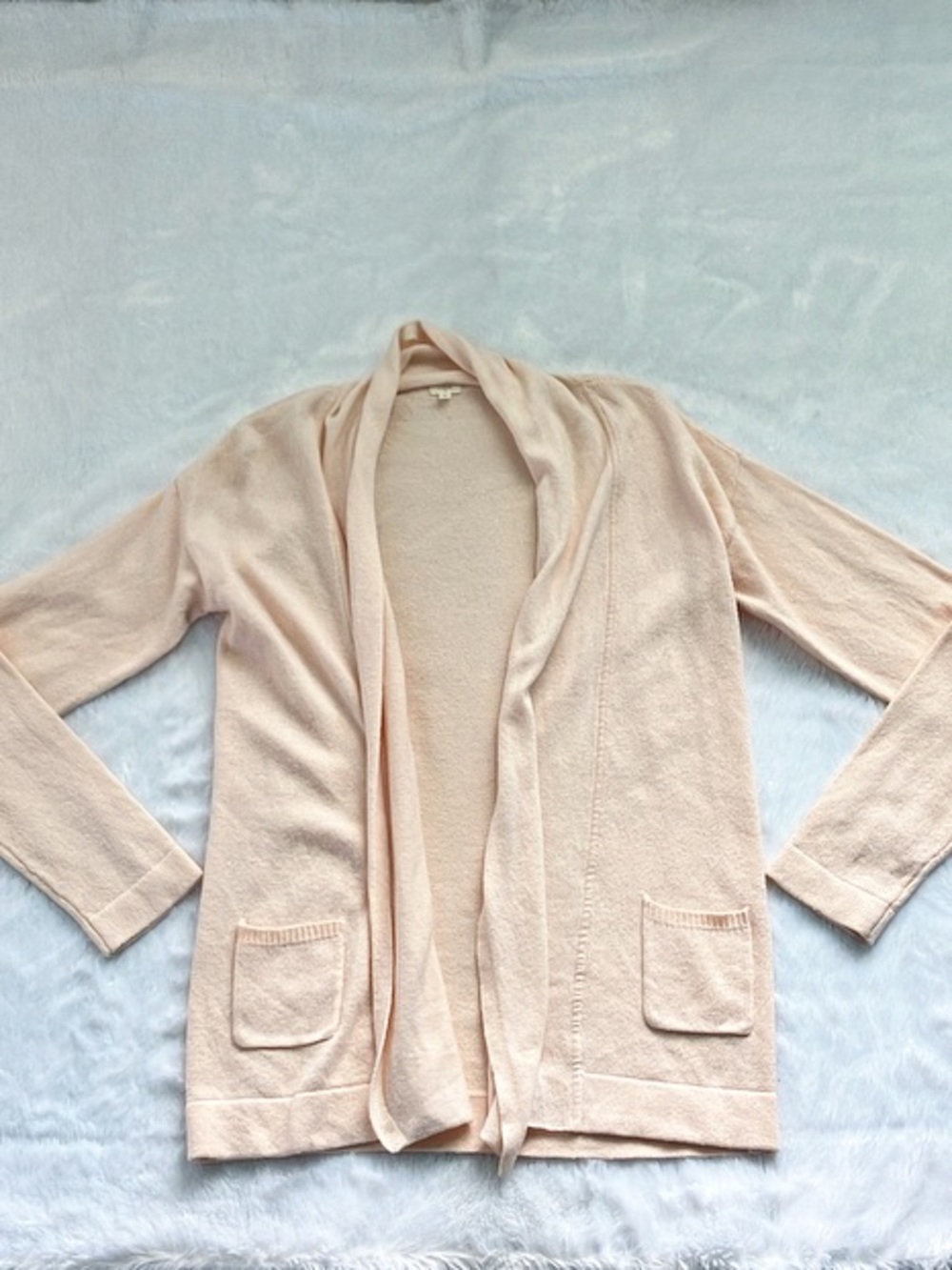 Like New Pink J Crew Merino Wool Cashmere Blend Open Front Cardigan Sweater, Med